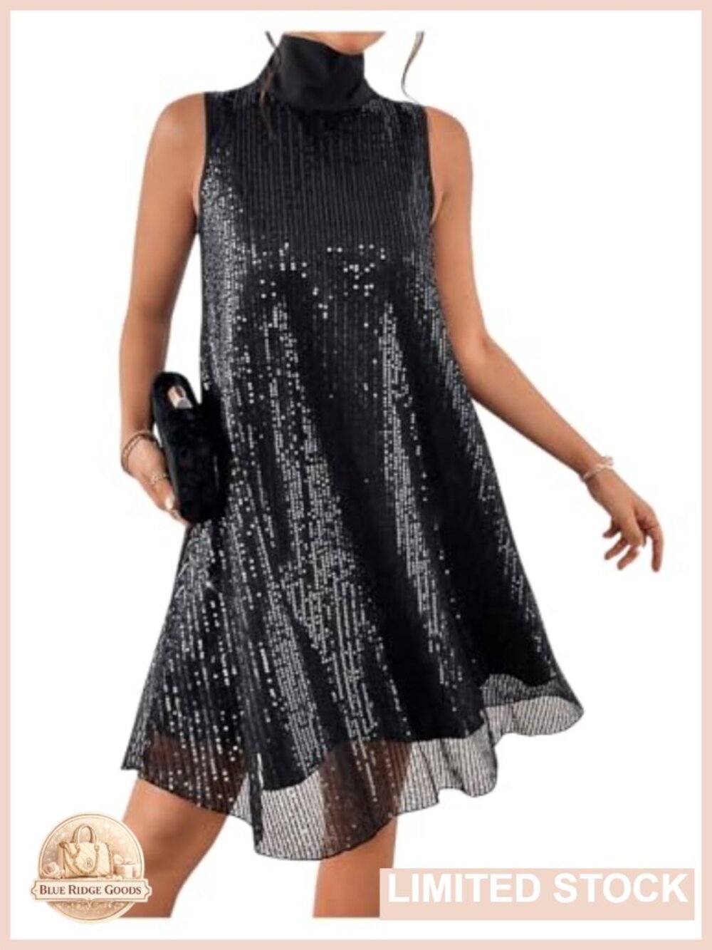 Sequin Sleeveless High Neck Bow Back Party Dress